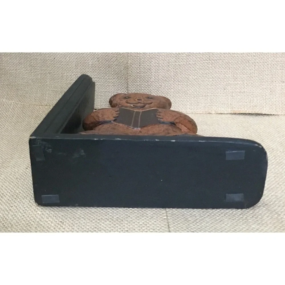 Vintage Rustic Wood Teddy Bear Bookend Farmhouse Cottagecore Nursery PRICE FIRM